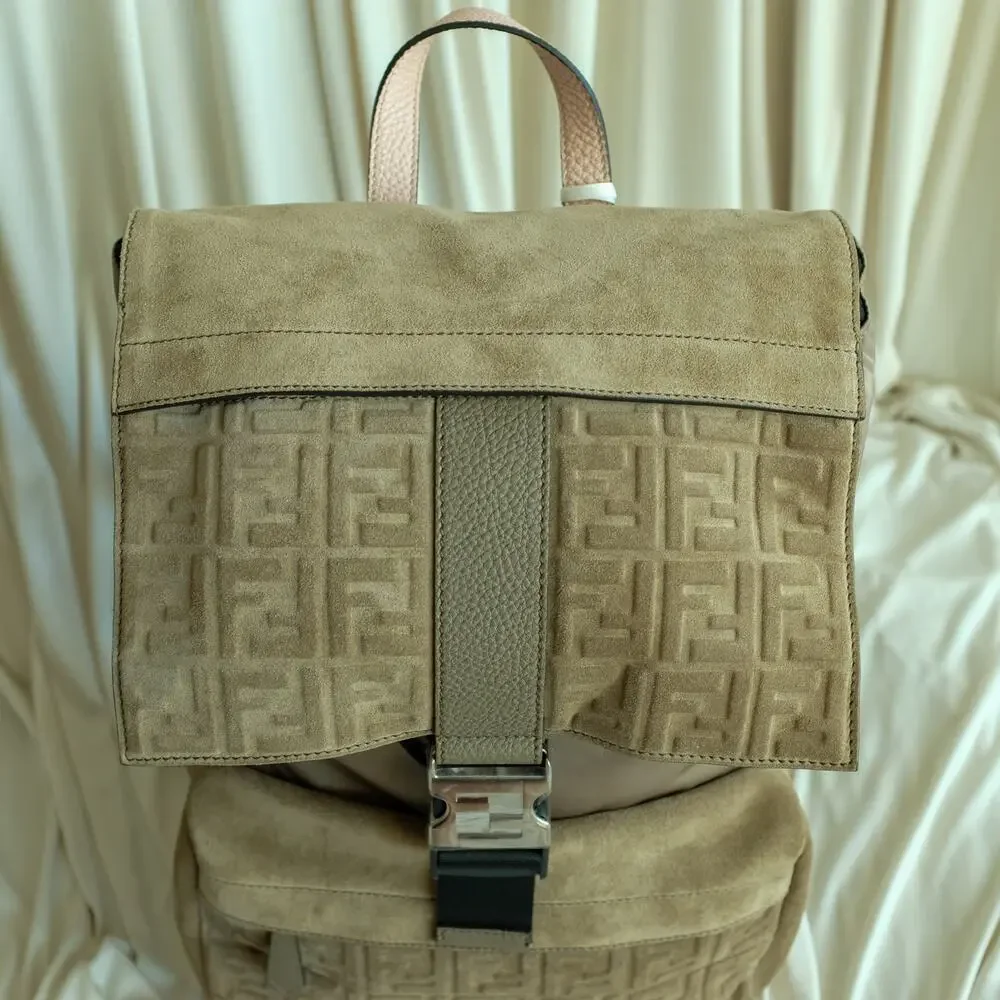Fendi Fendiness Zaino Backpack - Suede, Leather, Nylon, FF Zucca Embossed